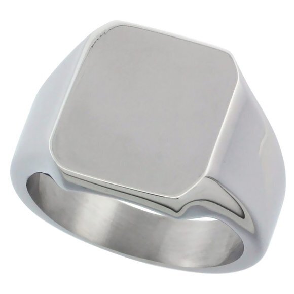 Surgical Stainless Steel Octagon Signet Ring
